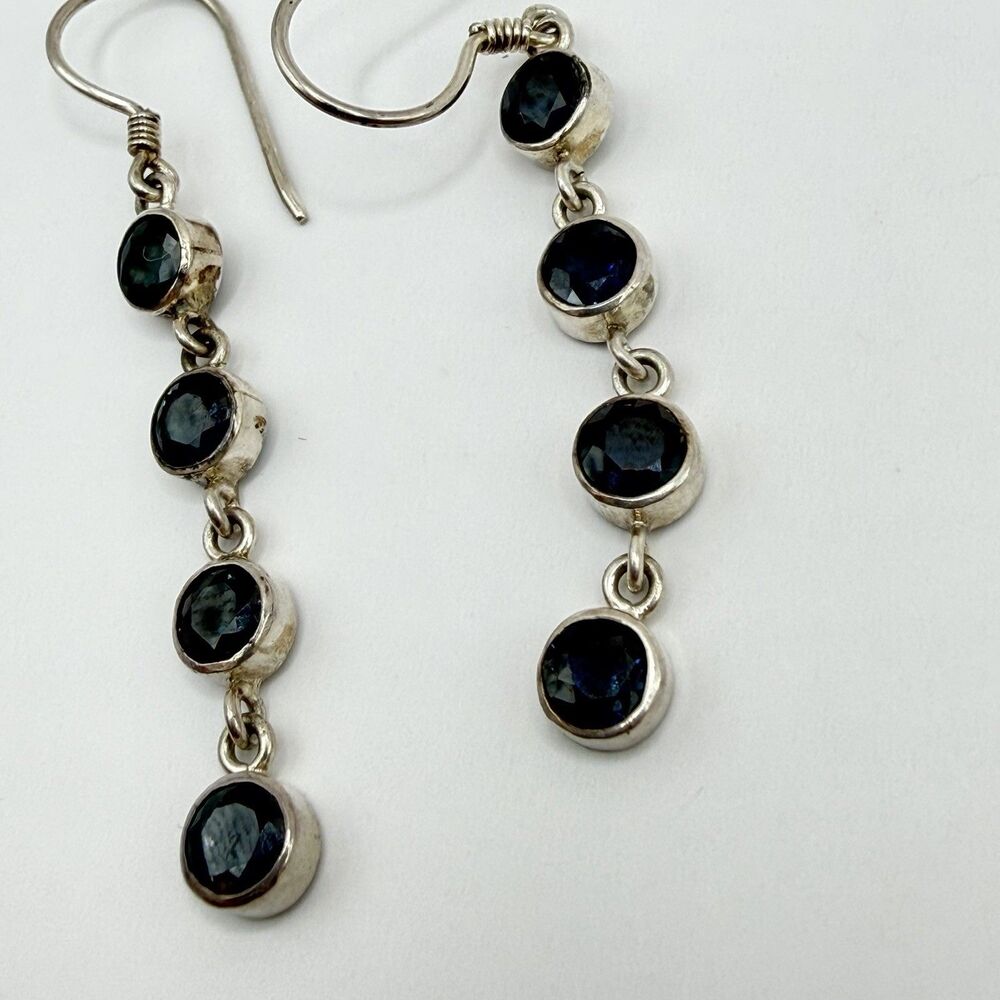 Sterling Silver 925 Sapphire Earrings 4ct Total Weight